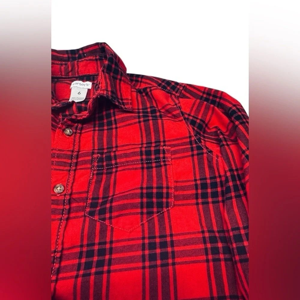 Carter’s Red & Black Plaid Flannel Shirt – Size 6